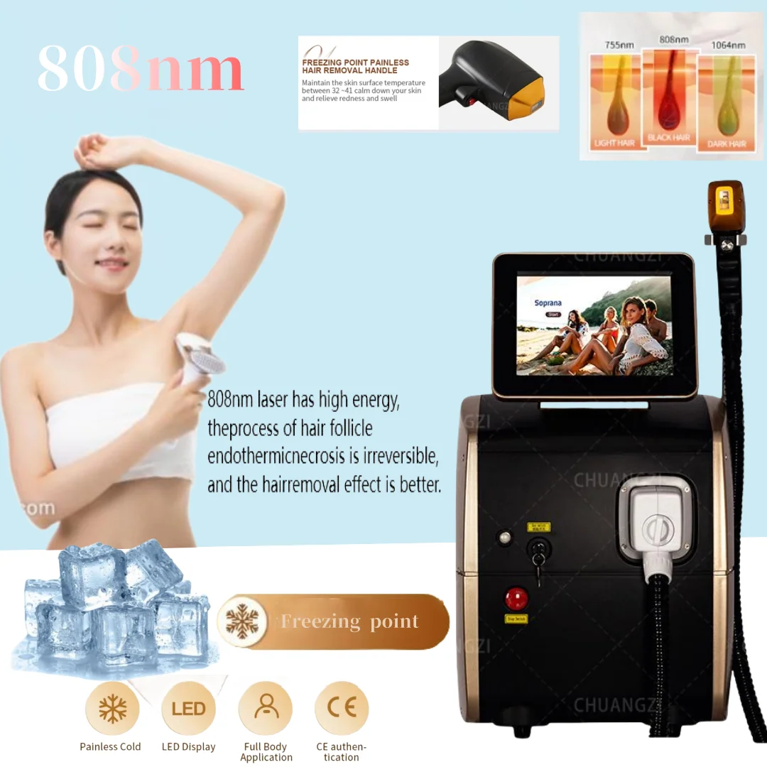 

Hair-Remove Ice Platinum 3 Wavelength 808 Diode Laser 808nm Hair Removal Machine 808 Remov Machin Remover for Home Use