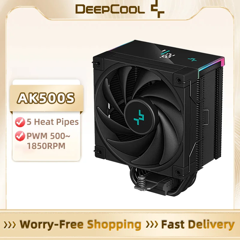 Deepcool AK500S Кулер для процессора Башенный радиатор с цифровым дисплеем для компьютеров LGA1700/1200 115X AM4 AM5