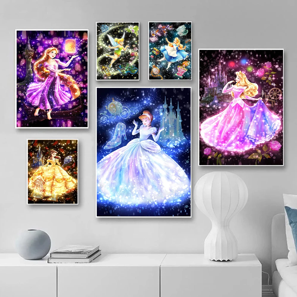 Disney Cartoon Rapunzel Snow White Diamond Drawing Round/Square Bits Kit Embroidery Mosaic Rhinestone Crafts for Home Decor