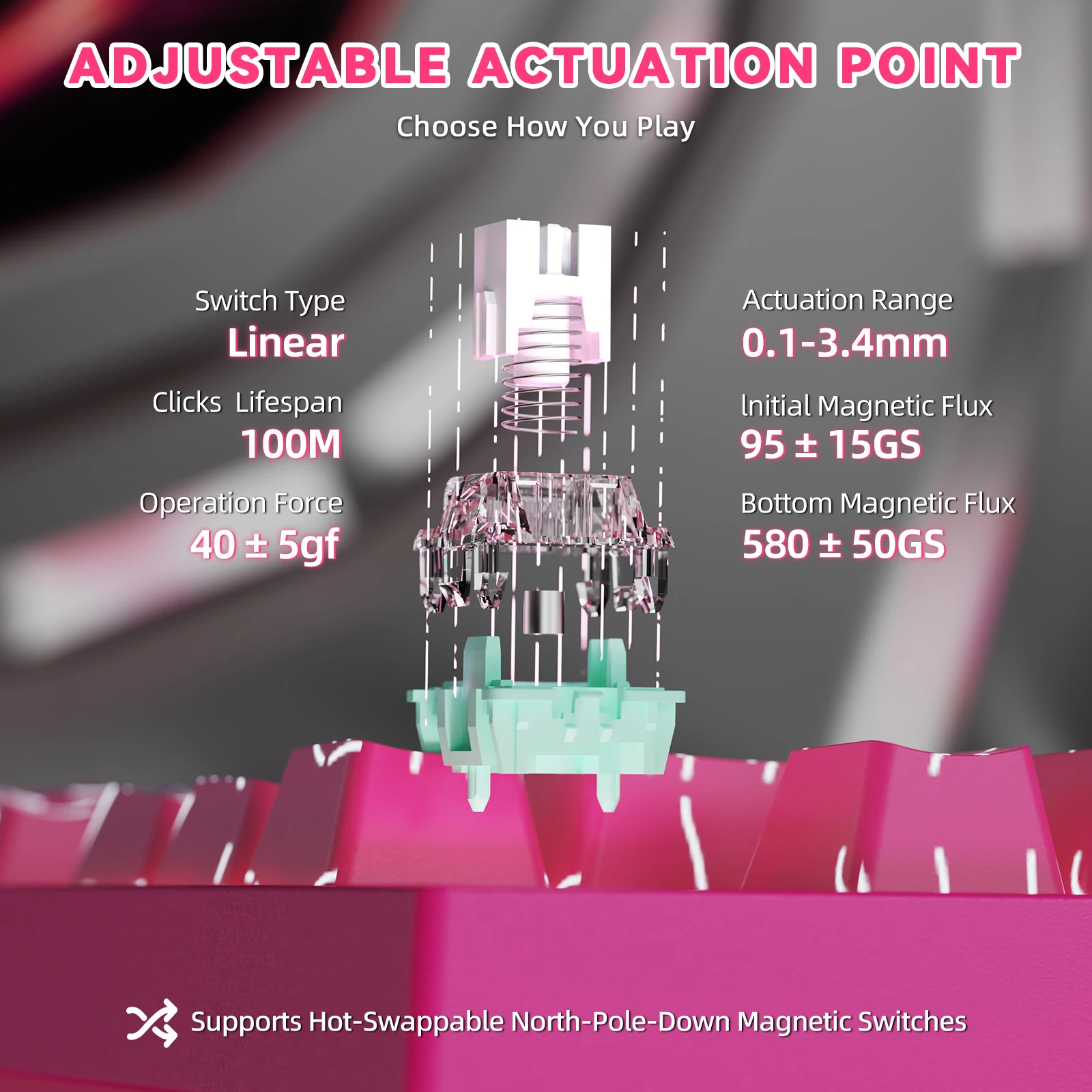 لوحة مفاتيح ألعاب سلكية 75% من ATTACK SHARK R82 HE، مفتاح مغناطيسي، معدل حمل 8000 هرتز، فائقة الدقة 0.005 مم RT Tech، RGB Backli