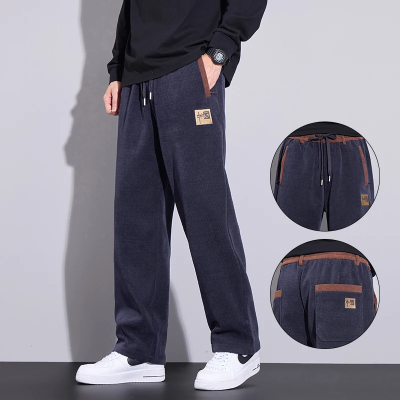 

Corduroy Fashion Wide Pants Men's Casual Pants Solid Color Autumn Winter Straight Loose Leisure Jogging Trousers Male Clothing