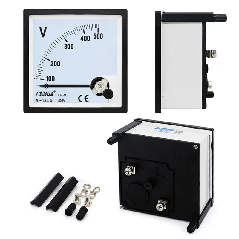 SQ-96 CP-96 DC AC Voltmeter Pointer Meter 5V 10V 15V 20V 25V 30V 50V 75V 100V 150V 200V 300V 450V 500V 600V 800V Panel Meter