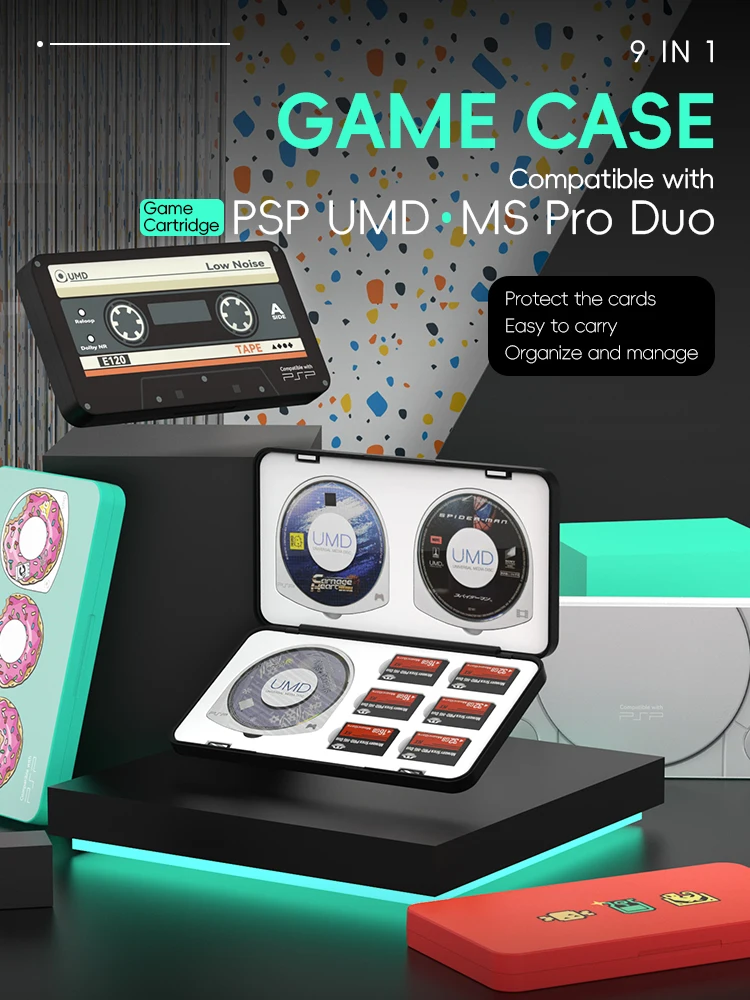 حافظة بطاقات الألعاب DATA FROG UMD لحامل PSP VITA SD لـ PSP 1000/2000/3000 Memory Stick Pro Duo M2 Retro Design