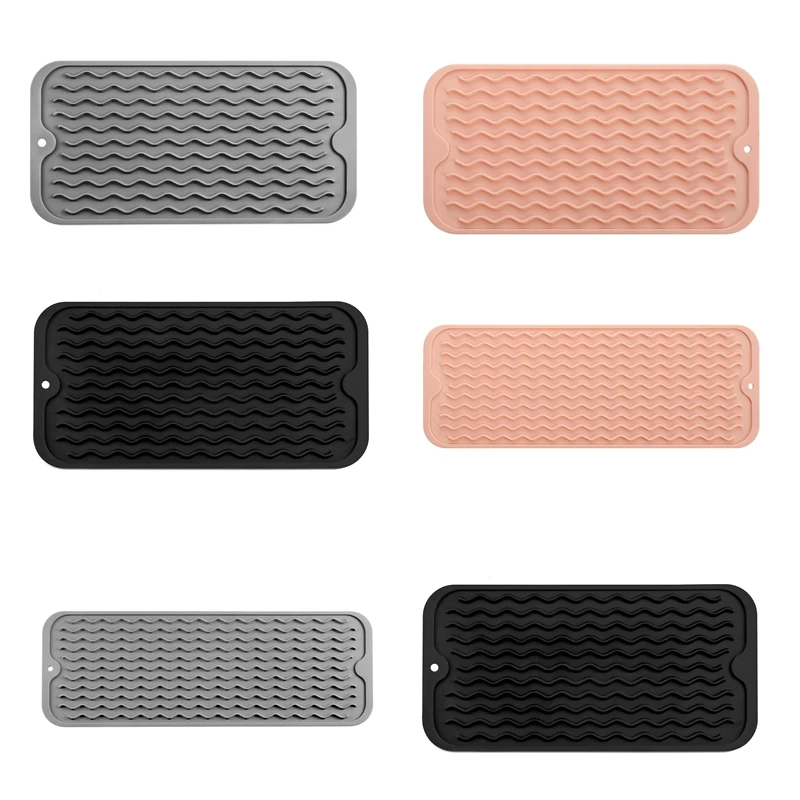 Tappetino per asciugare i piatti per uso multiplo, facile da pulire, ecologico, tappetino in silicone resistente al calore per bancone della cucina Grigio-B Durevole