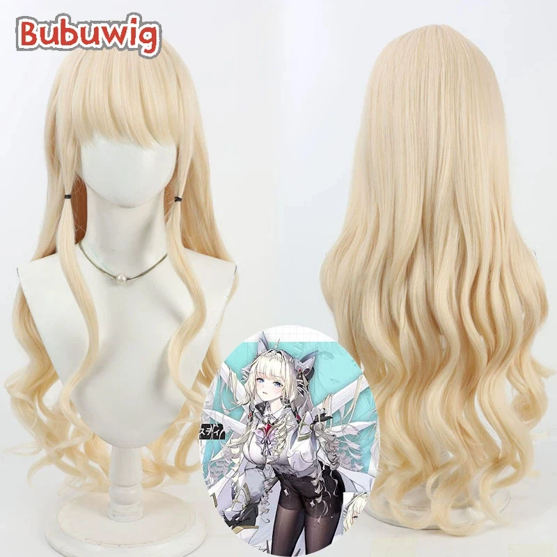 

Bubuwig Синтетические волосы Корона Косплей Парики Nikke The Goddess of Victory Crown Хэллоуин 80 см Длинный волнистый светлый парик Термостойкий