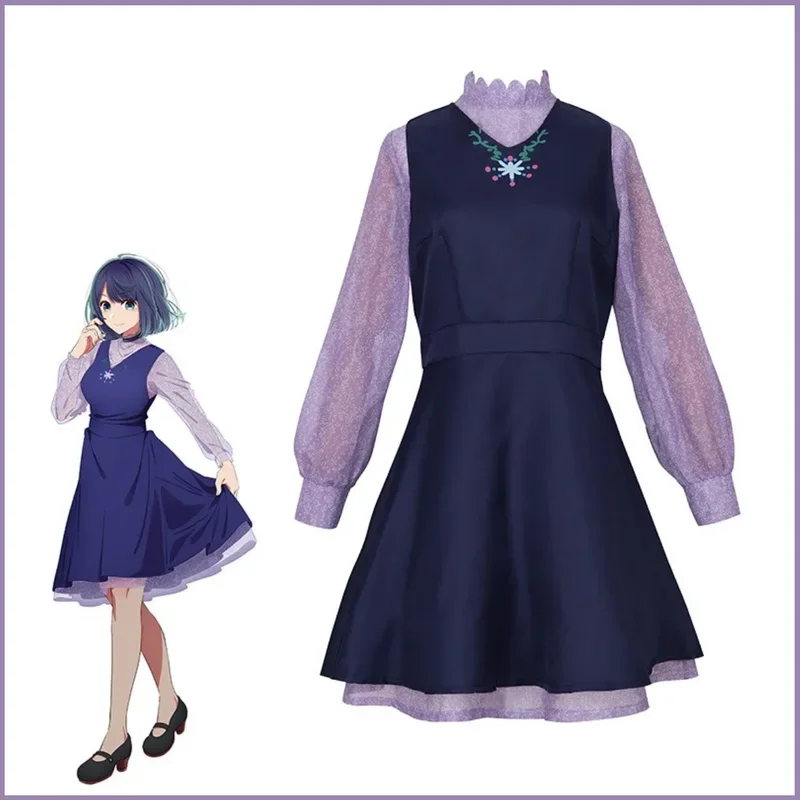 FC6Anime Oshi No Ko Kurokawa Akane Cosplay peluca púrpura vestido de manga larga mujer adulta Sexy Kawaii carnaval Halloween @ FC8!