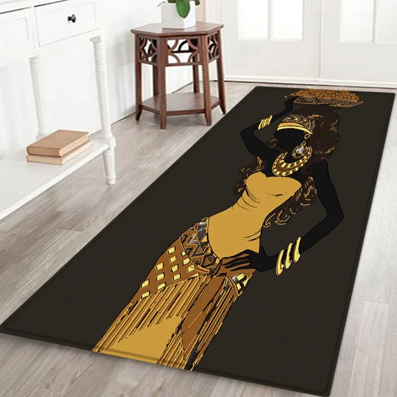 African Women Carpet for Living Room Home Decor Kitchen Hallway Balcony Rugs Bedroom Bedside Foot Pad Bath Non-slip Door Mat