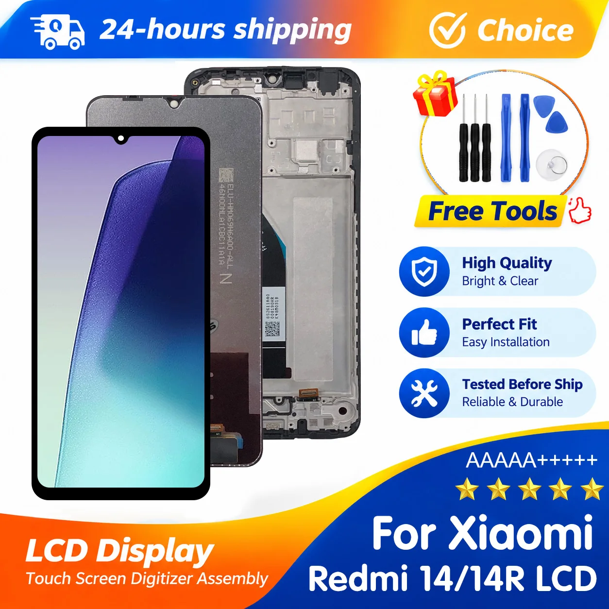 6.88" IPS LCD For Xiaomi Redmi 14C Display 2409BRN2CA Display 3D Touch Screen Digitizer Assembly For Redmi 14R Replacement Parts