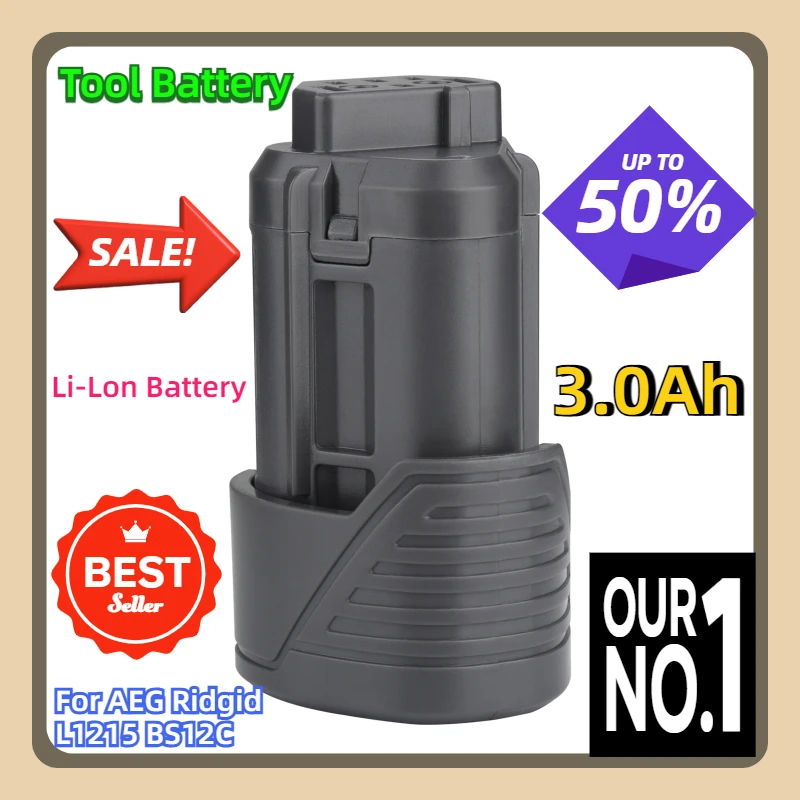 

For AEG Ridgid L1215 BS12C,BS12C2,BSS12C L1215P L1215R Power Tool Battery 3.0Ah 12V L1215 Rechargeable Li-Lon Battery