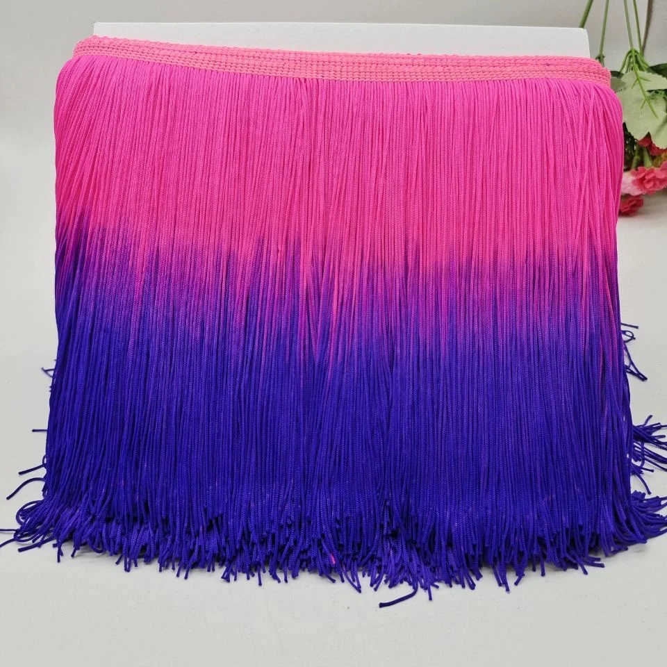 Two-Tone 20CM Fringe Tassel Trimming Per Yard Lace Nylon Quilting For Patchwork DIY Decorative Accessory Latin Dress Handwork