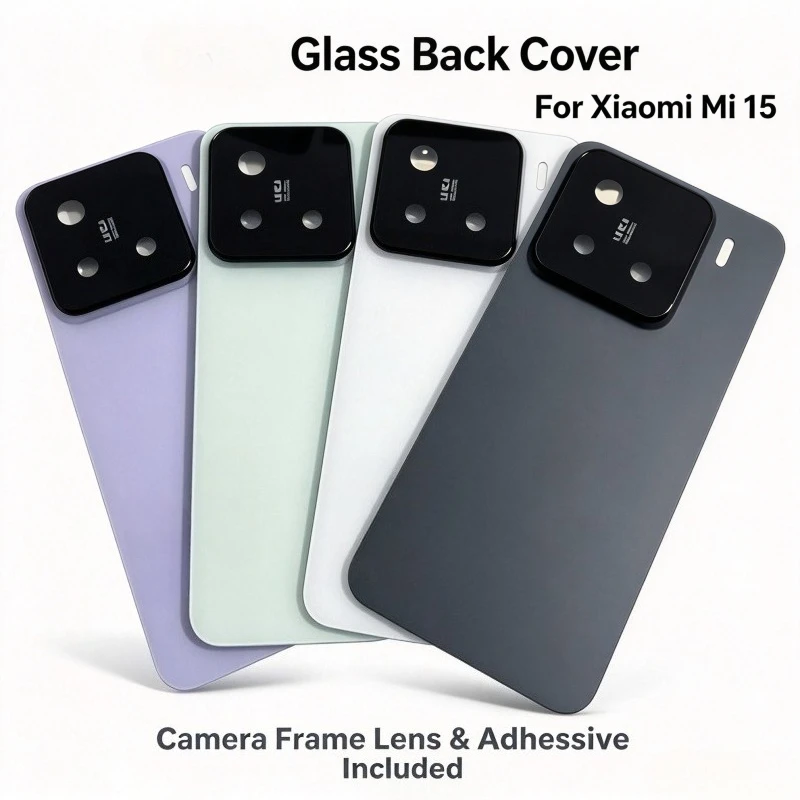 Replacement Glass Battery Back Cover With Camera Frame Lens & Adhesive Sticker For Xiaomi Mi 15 Rear Housing Door Repair Part