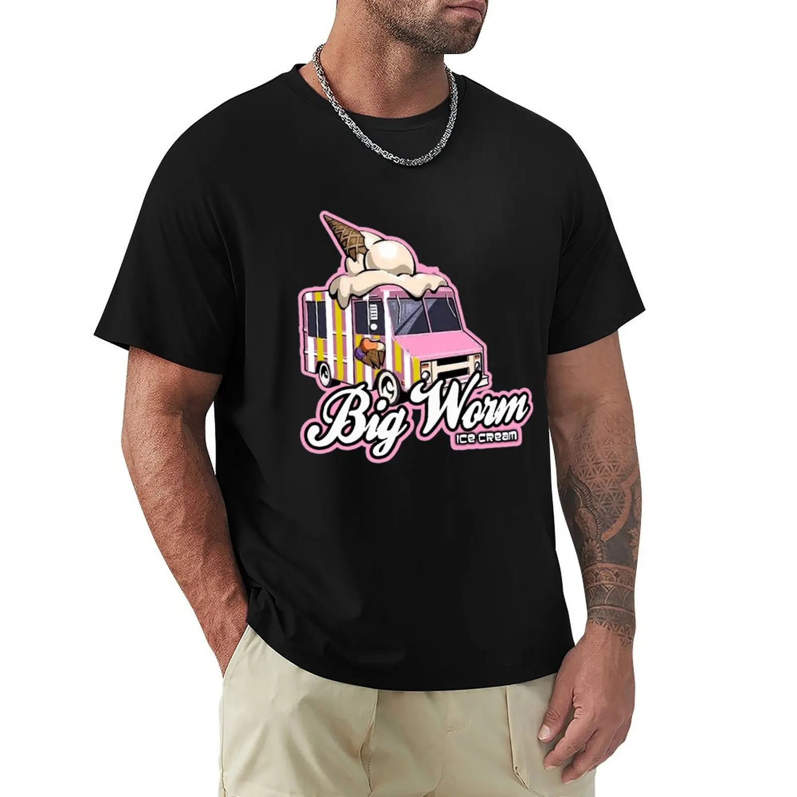 Big Worm Ice cream T-Shirt Basic Lightweight Short Sleeve Tee