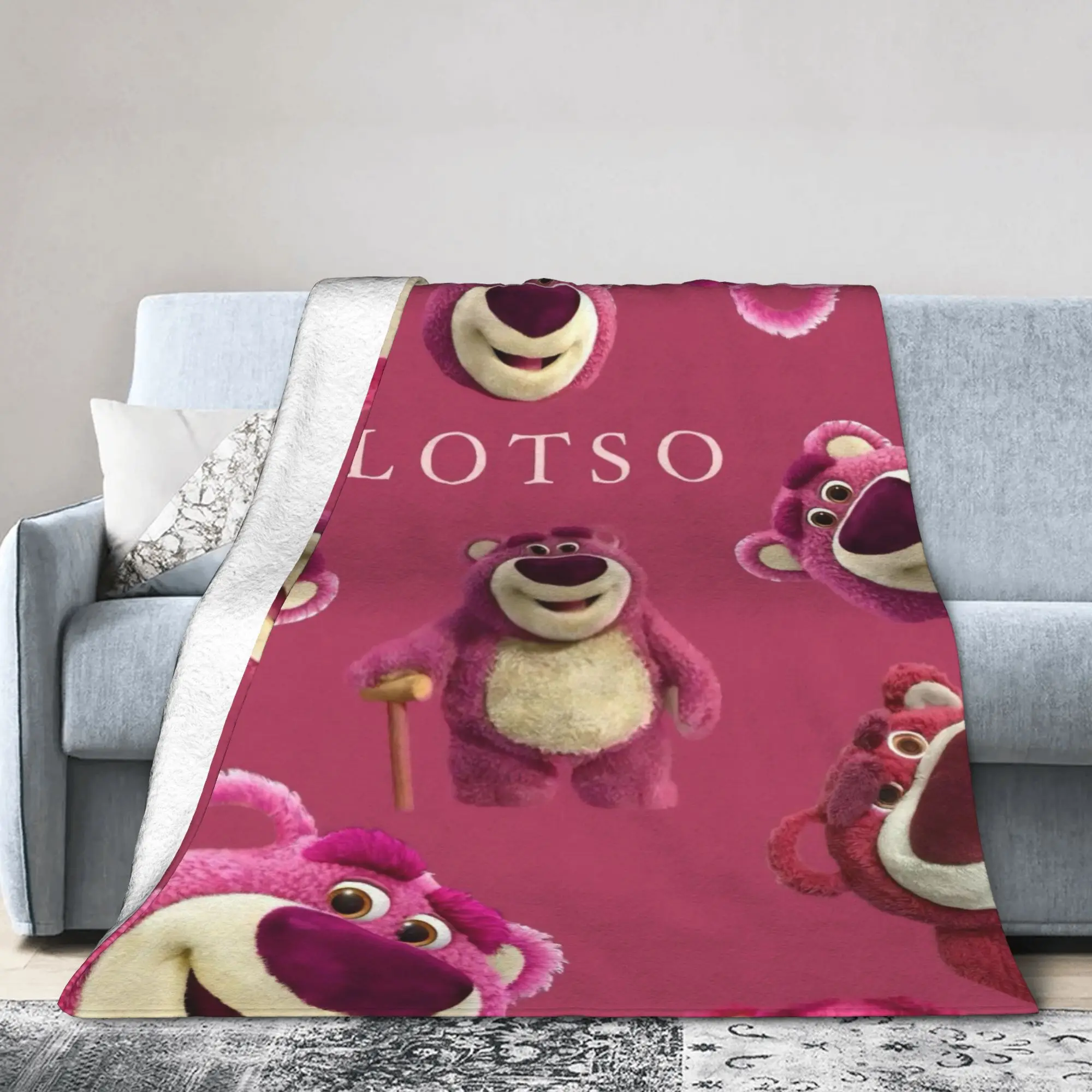 

Toy Story Lotso Bear Blankets Fleece Winter Strawberry Multifunction Super Soft Throw Blanket for Sofa Office Bedspreads