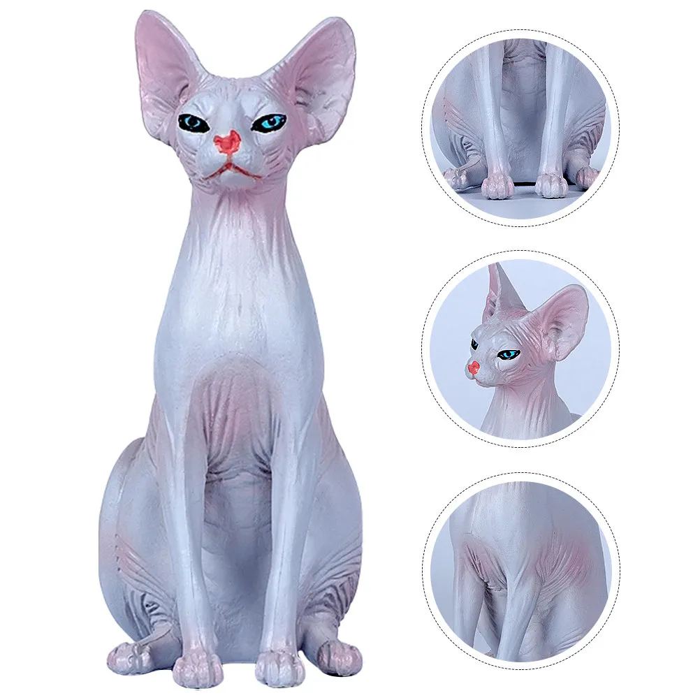

Реалистичная статуэтка бесшерстной кошки, пластиковая миниатюрная фигурка кошки для обучения, реквизит для фотосессий, декор для рабочего стола, украшение для детской комнаты, тематическая вечеринка в стиле животных