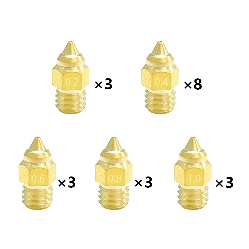 

20PCS MK8 Nozzle Ender3 S1 Nozzles Brass 0.2/0.3/0.4/0.5/0.6/0.8/1.0mm for CR6 SE CR10 Ender3 3D Printer Nozzles 1.75mm filament