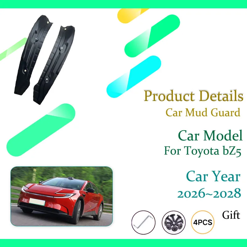 Car Mudguard For Toyota bZ5 EA11 2026 2027 2028 Antifreeze Left Right Wheel Mud Guard Fender Flap Mudflap Baffle Car Accessories