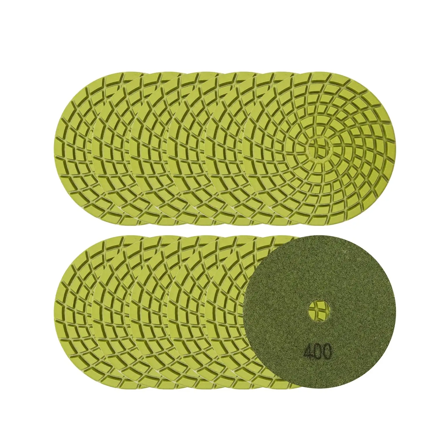 

4-Inch Diamond Polishing Pads for Concrete Wet Polish, Grit 400, 12-Pack - Durable and Efficient
