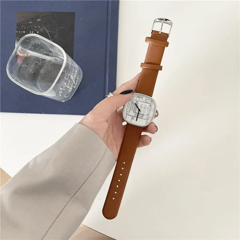 ساعات حريمي جديدة مواكبة للموضة ساعات يد كوارتز غير رسمية فن بسيط ساعات حريمي ساعات حريمي هدية