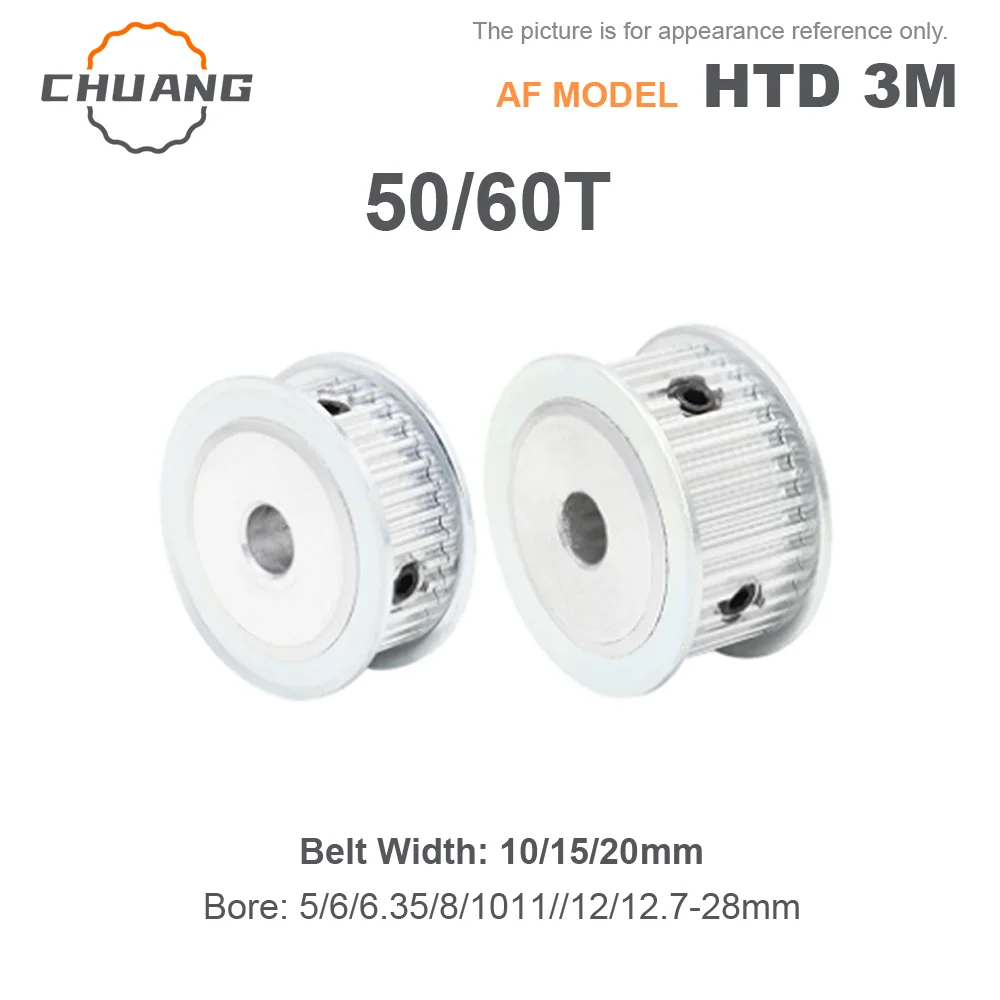 

AF Type HTD 3M 50T/60Teeth Timing Pulley Bore 5mm~28mm For Belt Width 10/15/20mm Synchronous Timing Pulley HTD 3M AF Type