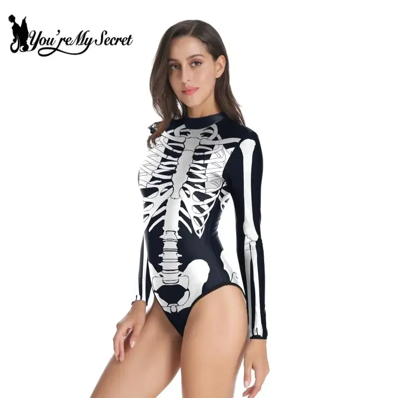 HN8 [Sei il mio segreto] Costume da scheletro spaventoso per adulti Halloween Cosplay Party Pagliaccetti Giorno dei morti Zentai Tuta Party Su8...Gf
