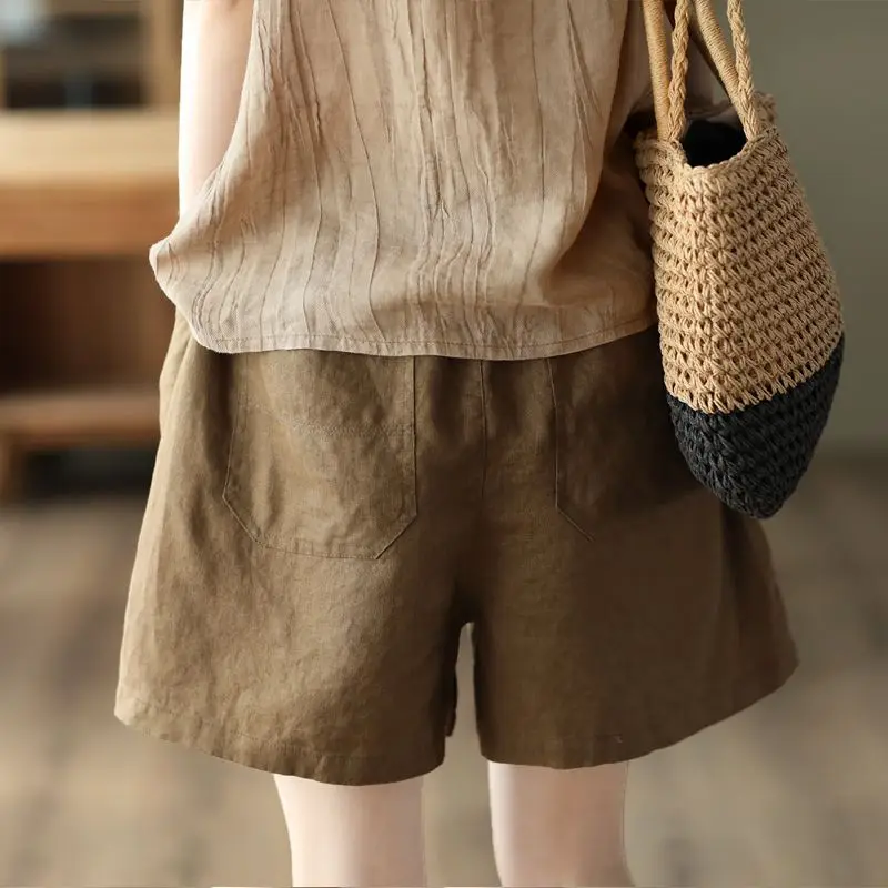 Women Summer Simplicity Loose Large Size Appear Thin Solid Color High Waist Wide Leg Women Clothes Casual All-match Trousers