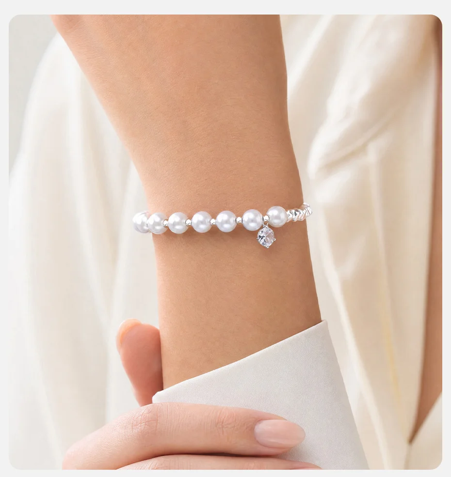 Vnox Exquisites Handgefertigtes Imitationsperlen-Armband für Damen, Trendiges Abgestuftes Perlenarmband, Elegante Handkette Schmuck – Detail 2