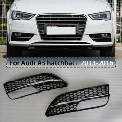 Right Side Car Front Bumper Fog Light Lamp Grille Grill Cover Mesh Honeycomb Hex Black/Sliver For Audi A3 Hatchback 2013-2016