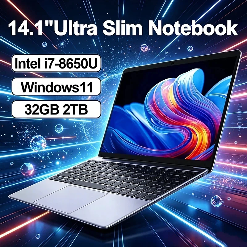 

14.1 Inch Office Laptop Windows 11 Intel Core I7 8650U 32GB 2TB Notebook Computer PC 1920*1080P HD 16GB RAM 2TB SSD