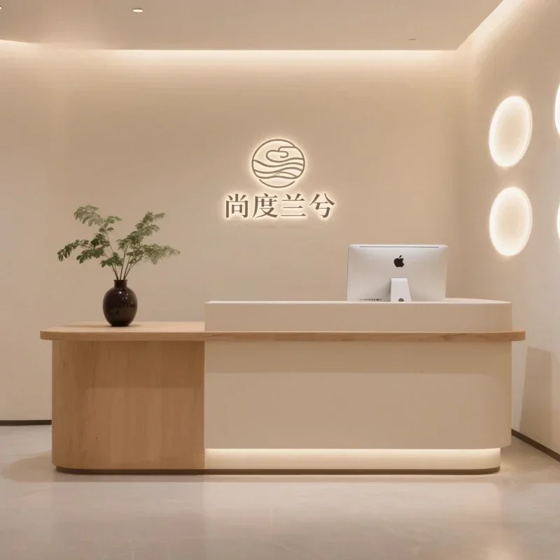 تصميم أمامي Mostrador De Tienda أثاث منزلي فاخر تعزيز مكاتب الاستقبال خدمة الجودة مكاتب تقف العملاء #5