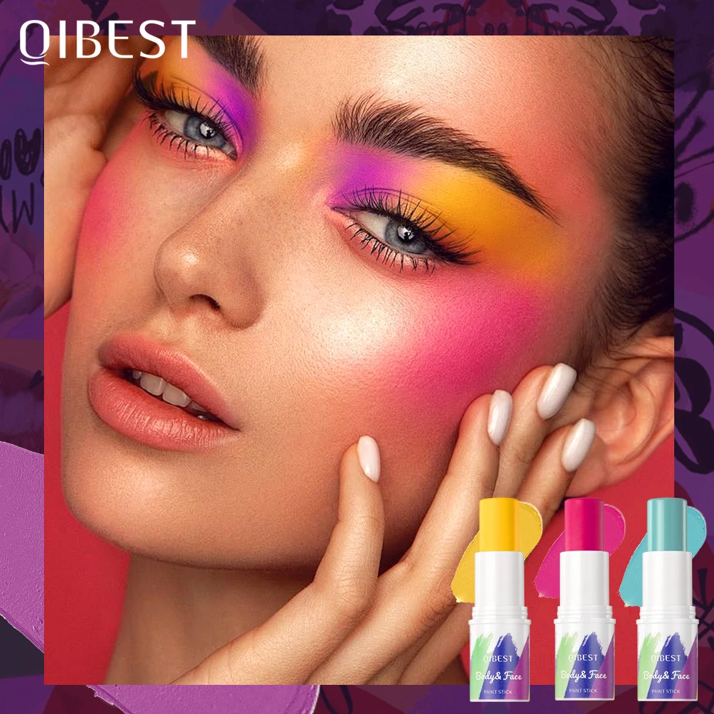 QIBEST Body Paint Stick Blendable Long-Lasting Colourful Eye Face Painting Sticks Pen Cosmetics Tool Eyeliner Eyeshadow Makeup