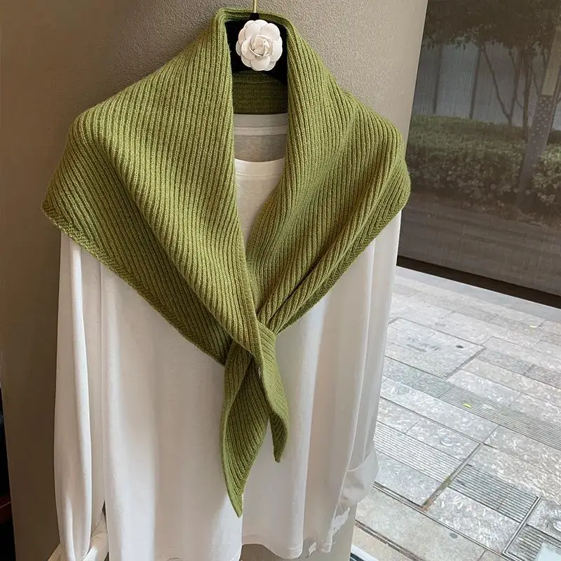 

New Women Knitted Wool Scarf Triangle Cross Scarves Autumn Winter Warm Neck Shoulder Cover Scarf Lady Wool Shawl Scarves
