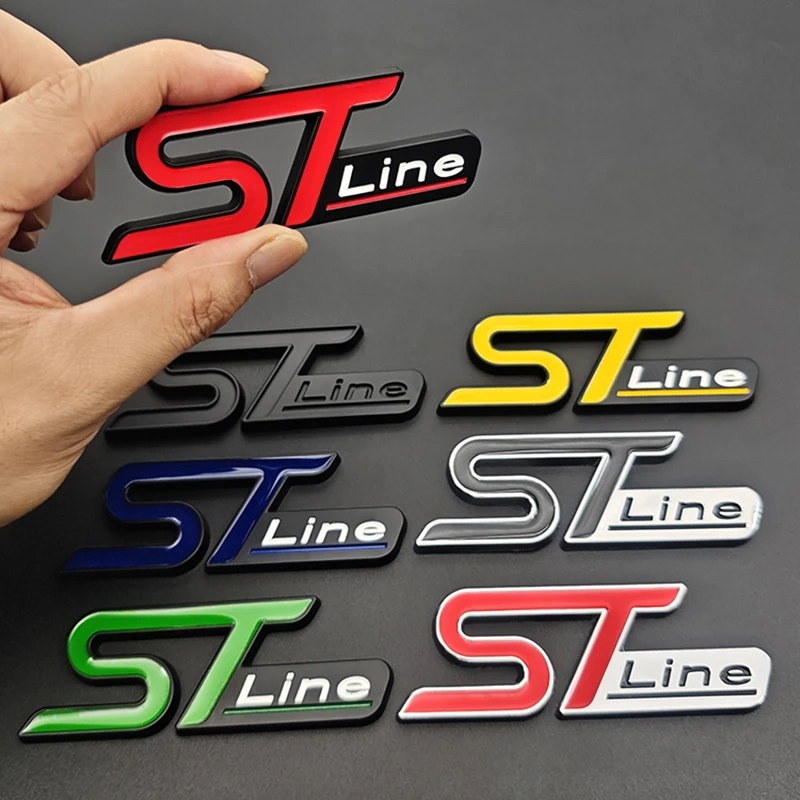 3D Metal ST Line Logo ST Line Badge Car Fender Side Front Grill Embelm for Focus Mondeo Puma Edge Explorer ST Line Sticker