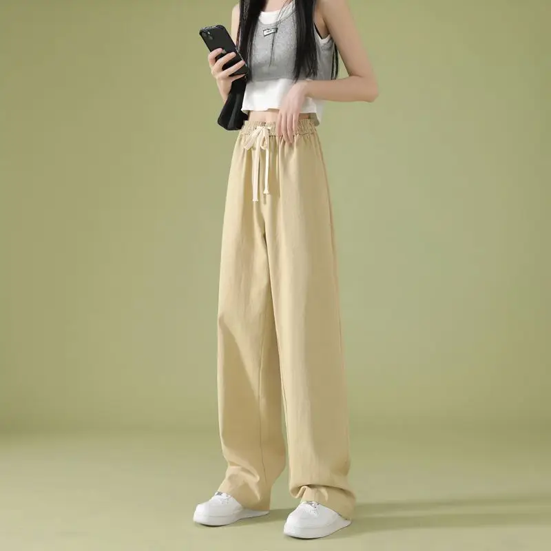 Women Autumn Office Lady Casual Loose Solid Color High Waist Appear Thin Cargo Women Clothes Fashion All-match Trend Wide Leg