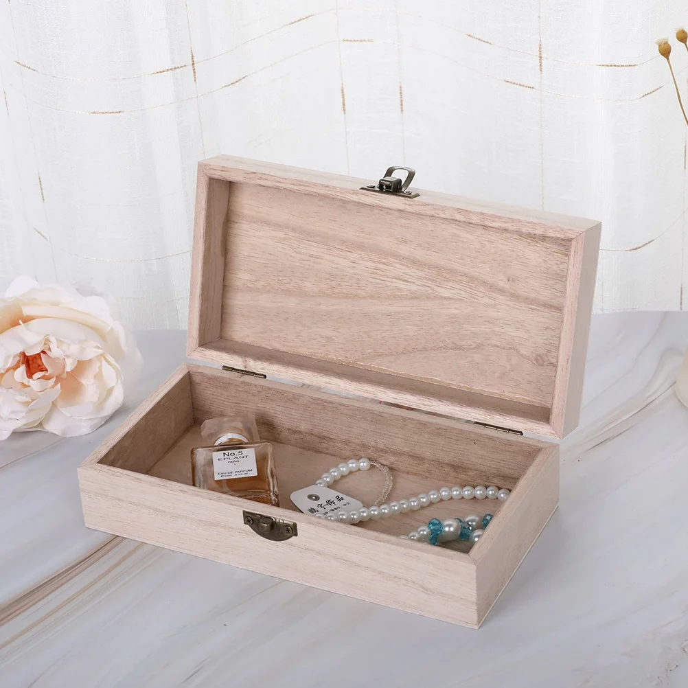 

2Pcs High Quality Wooden Storage Box Retro Style Solid Wood Box for Jewelry Tea Sundries Home Study Organization