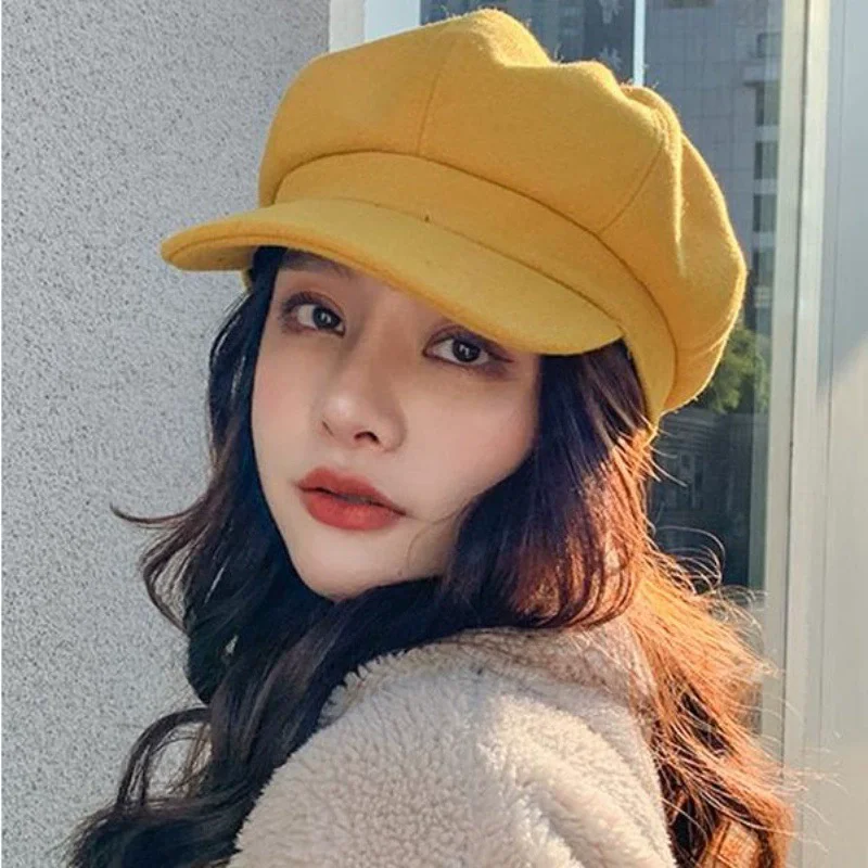 عالية الجودة الشتاء المرأة قبعة قبعة مثمنة القبعات سميكة الدافئة الرسام قبعات بلون خمر موزع الصحف قبعة الإناث سيدة قبعة