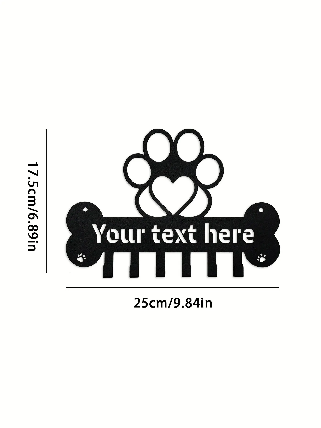 1Pc Personalized Dog Leash Holder for Wall, Dog Stuff Organizer Pet Leash Hook Bone and Paw Design, Unique Metal Key Holder Wall