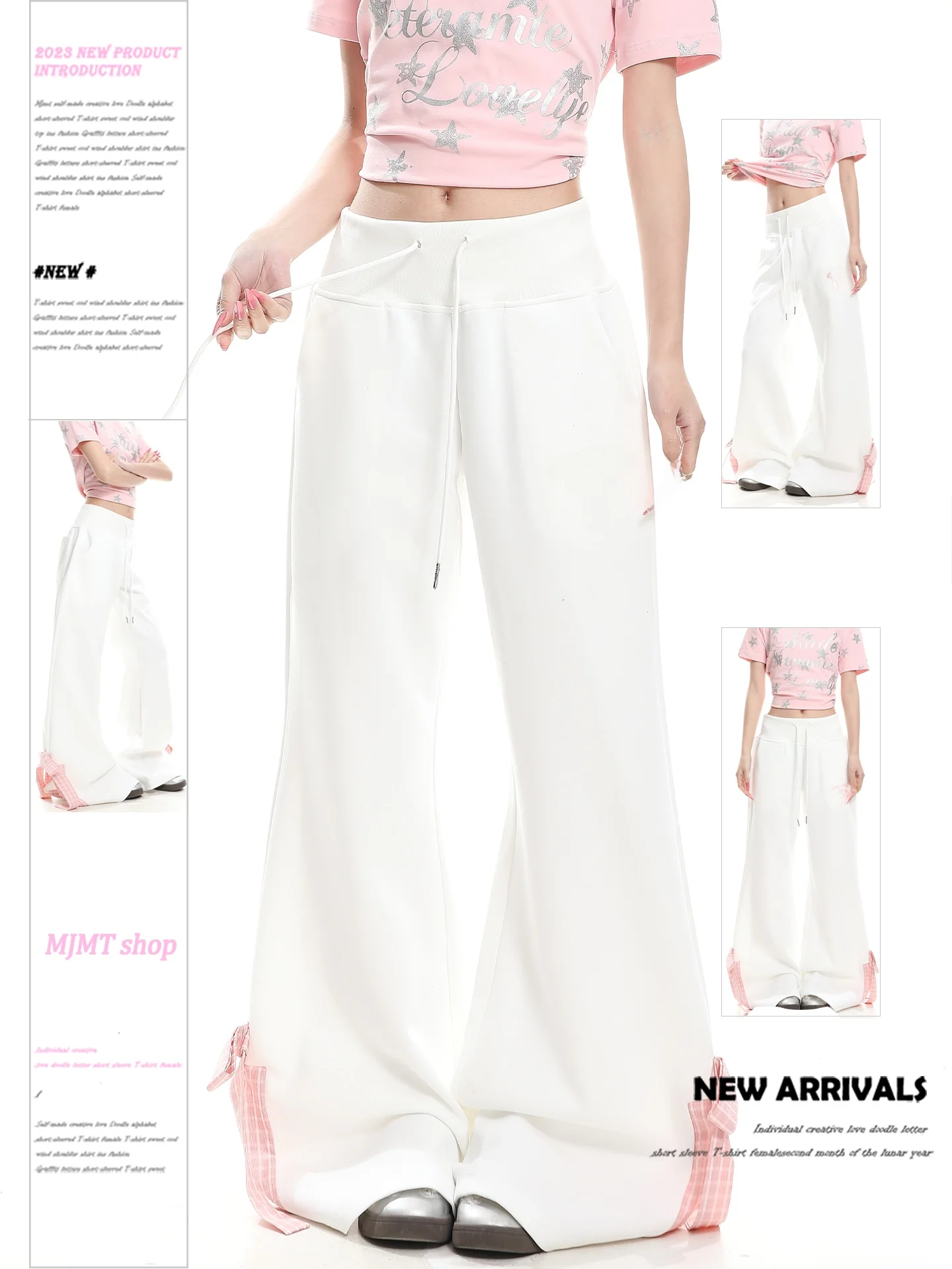 

Брюки-клеш в корейском стиле с завязками, женские, свободные, универсальные, с уникальным дизайном, удлиненные