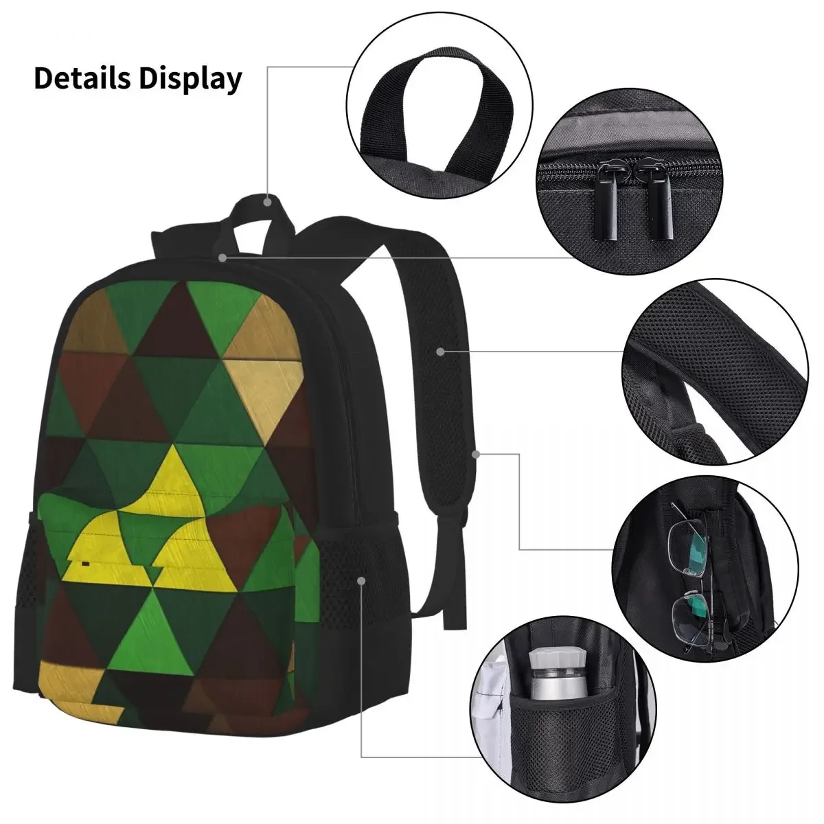 Triforce Quest-Sacs à dos pour garçons et filles, cartable pour étudiants, sac à dos de dessin animé pour enfants, sac à lunch, sac à stylo, ensemble de 3 pièces