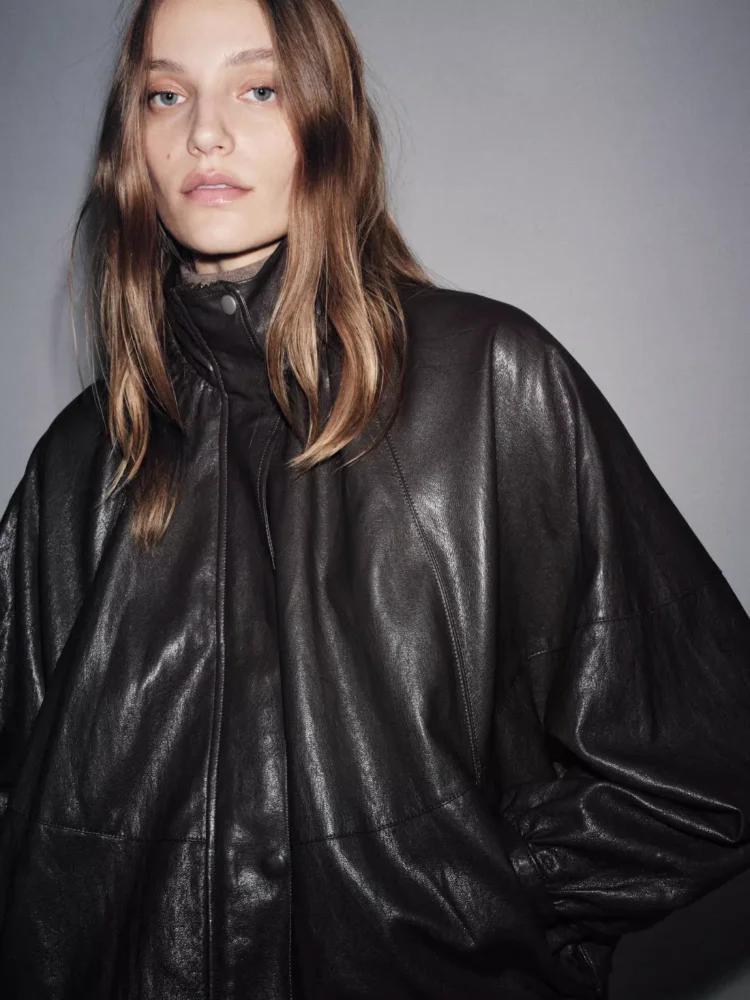 

Women Fashion Solid Leather Coat Chic Single-breasted Full Sleeve Stand Collar Zipper Loose Jackets Lady Daily Street Outerwear