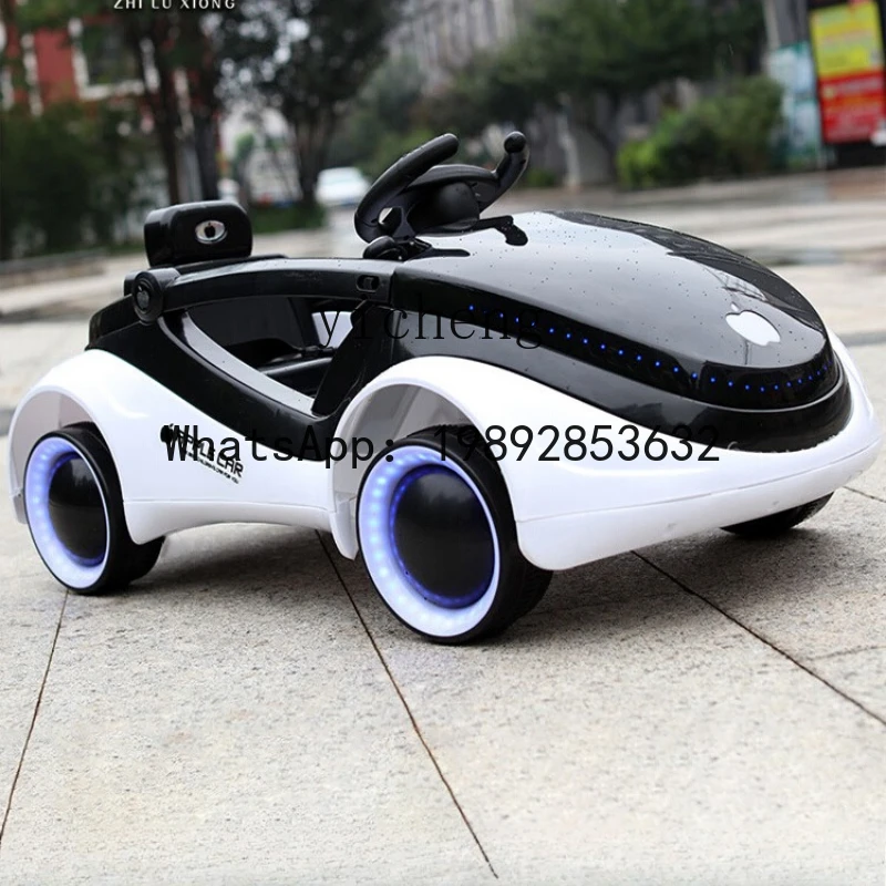 AD children's electric four-wheel flash with remote control can seat boys and girls early education toys