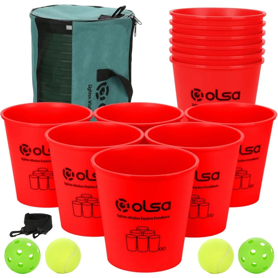 

Гигантские игры-понг, игра-понг на открытом воздухе для взрослых и семьи, игры-подростки на заднем дворе с 12 ведрами, шариками, силой C