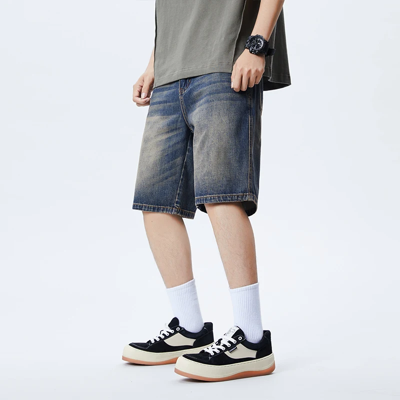 

XY9943 New trend of casual washed American vintage denim shorts men's summer thin section five pants