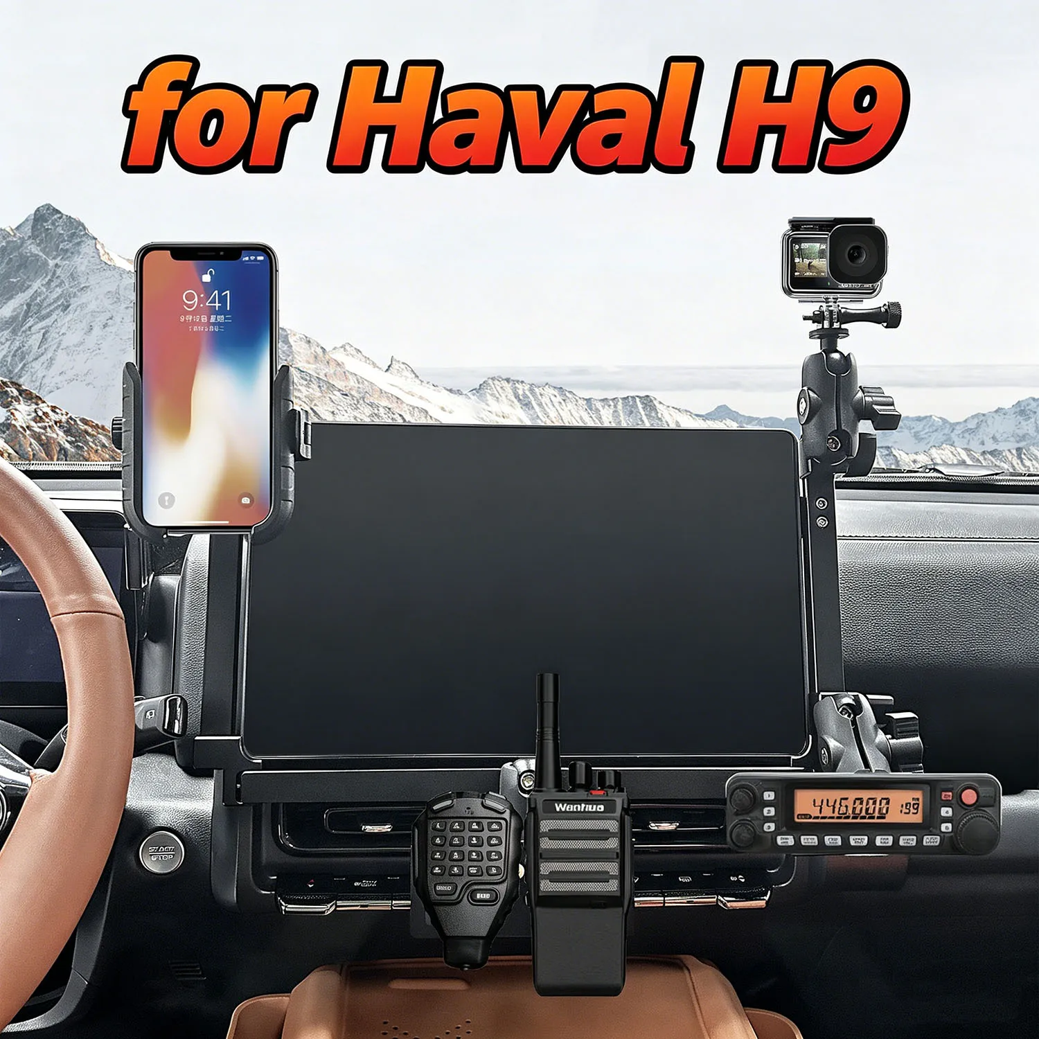 for Haval H9 2024 Mobile Phone Holder GPS Navigation Walkie-talkie Radio Bracket Offroad Device Dash Mount Aluminium Alloy 1 Set