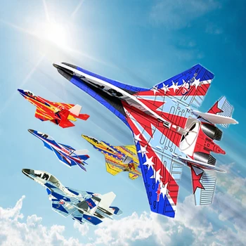 DIY LED SU27 ไฟฟ้ามือโยนเครื่องร่อนเครื่องบินโฟมเครื่องบินปาร์ตี้เครื่องร่อนเครื่องบินของเล่นเด็กเกม