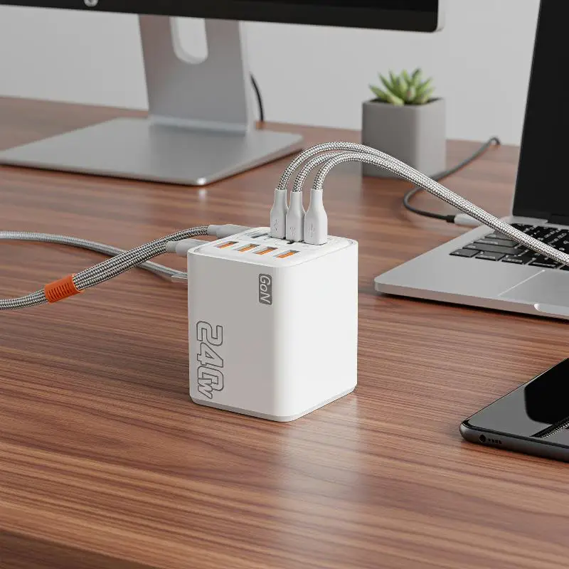 240W GaN USB C Charger 8 In 1 Fast Charging Power Adapter Portable for Family Travel Phone Laptop Charging