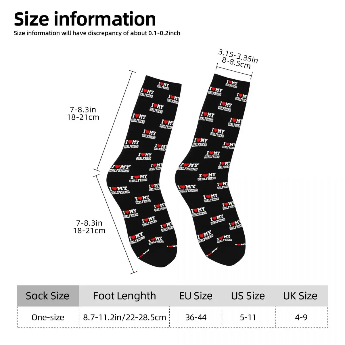 Adults Men Socks I Love My Girlfriend Stockings Autumn Modern Soft Breathable Socks Graphic Climbing Non Slip Socks