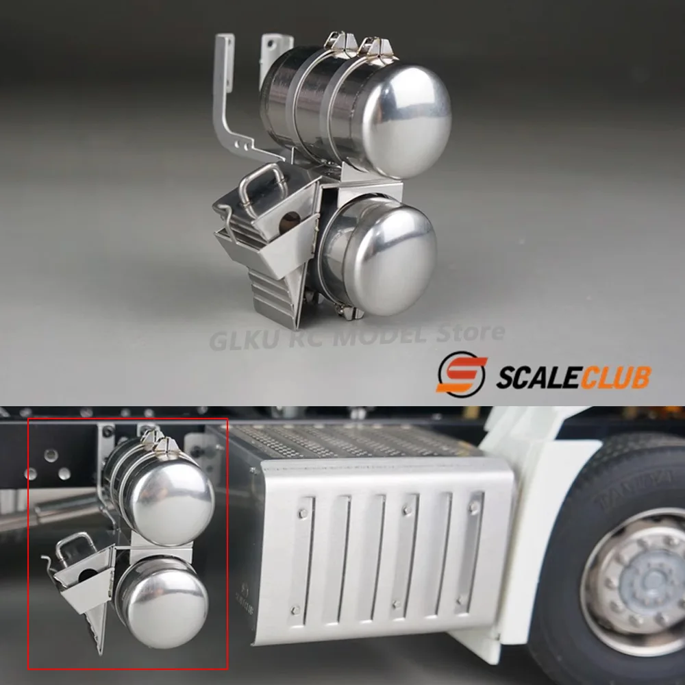 SCALECLUB 1/14 Scale Traction Truck Mud Truck Metal Double Gas Tank Non-Slip Upgrade Parts For Tamiya LESU 3348 RC Truck Model