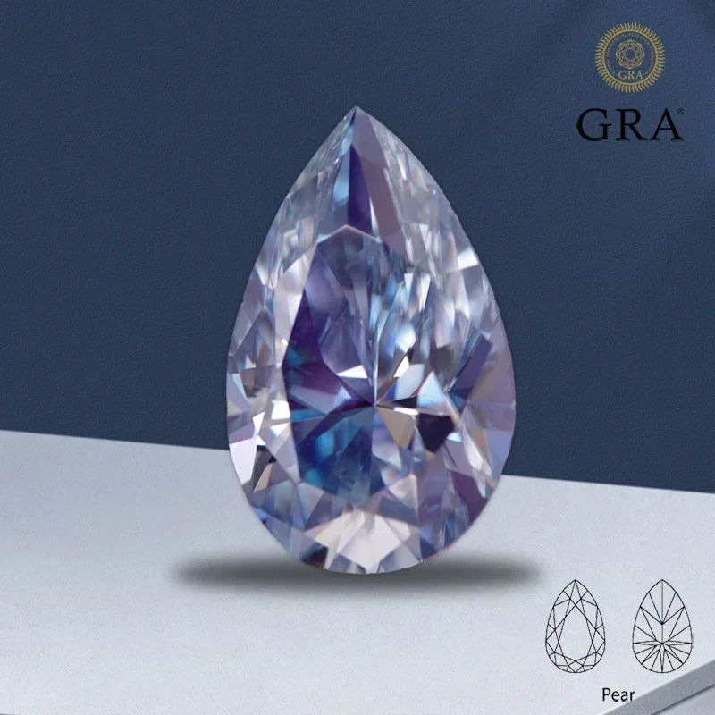 Moissanite corte de pera Color lavanda con certificado GRA piedra preciosa cultivada en laboratorio para hacer joyería avanzada Diy materiales de collar