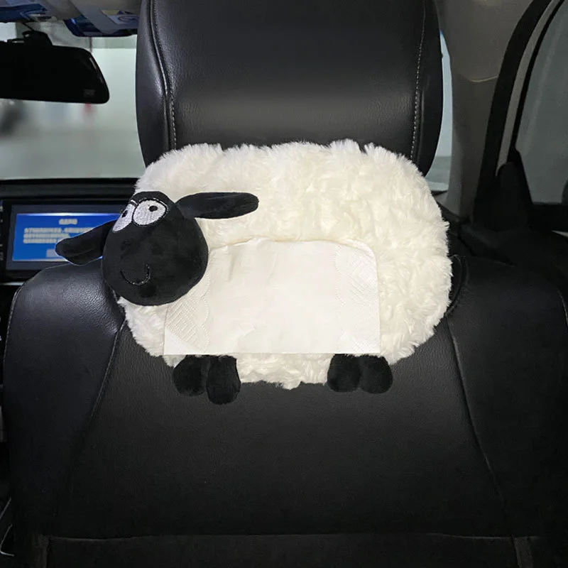 Cartoon Cute Lamb Car Tissue Box Creative Car Hanging Type Drawer Cover Car Seat Back Armrest Box Tissue Bag Cartoon Cute Car Ti