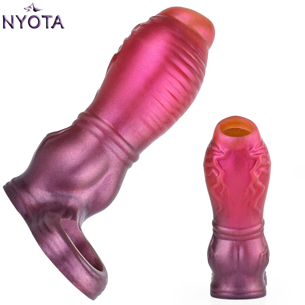 FISTSX Silicone Enlargers Fantasy Cock Sheath Textured Penis Sleeve Enlargement Dick Extender Sex Toys for Men Delay Ejaculation